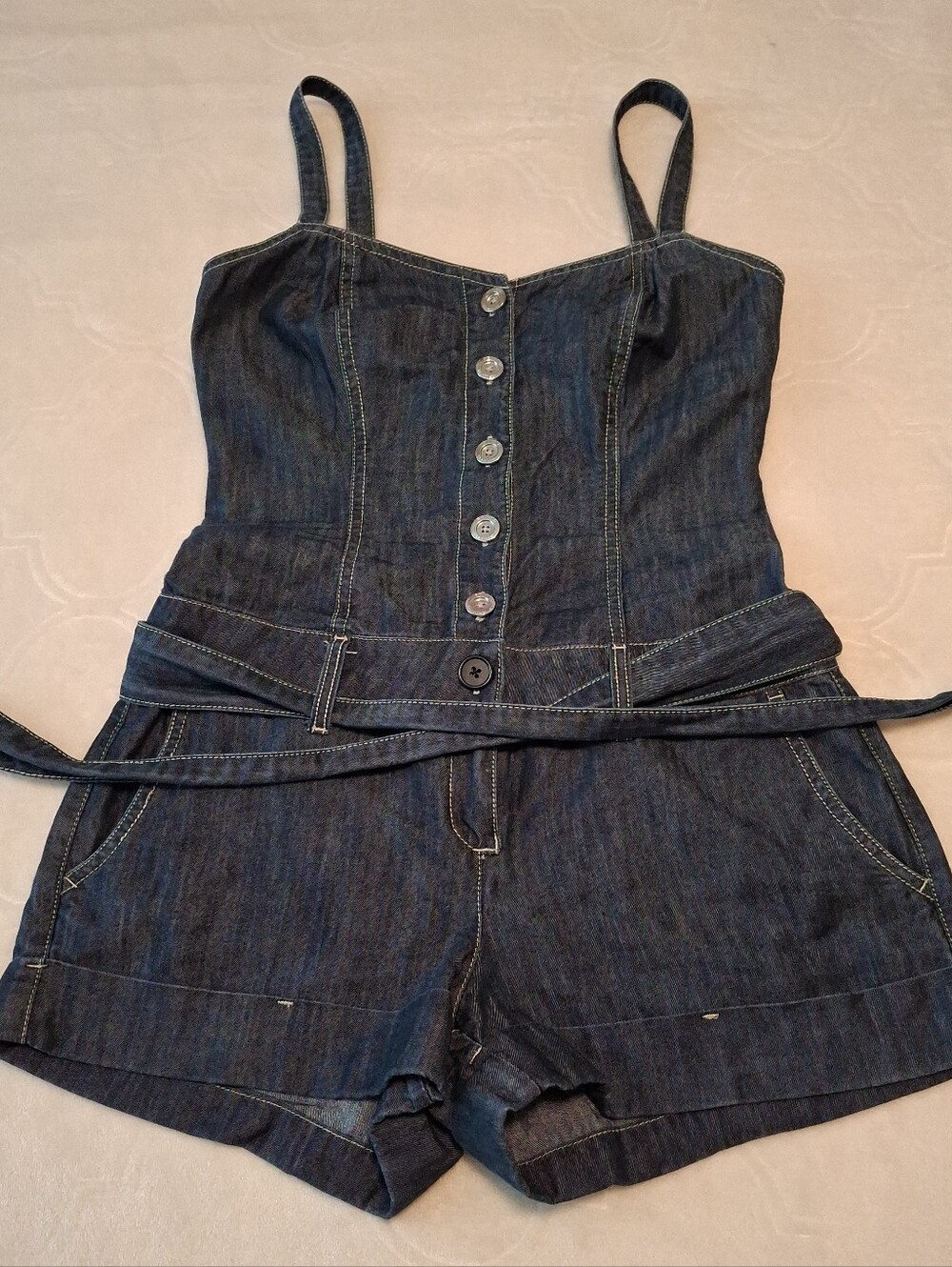 Arden B. Denim Topstitch Detail in Dark Blue